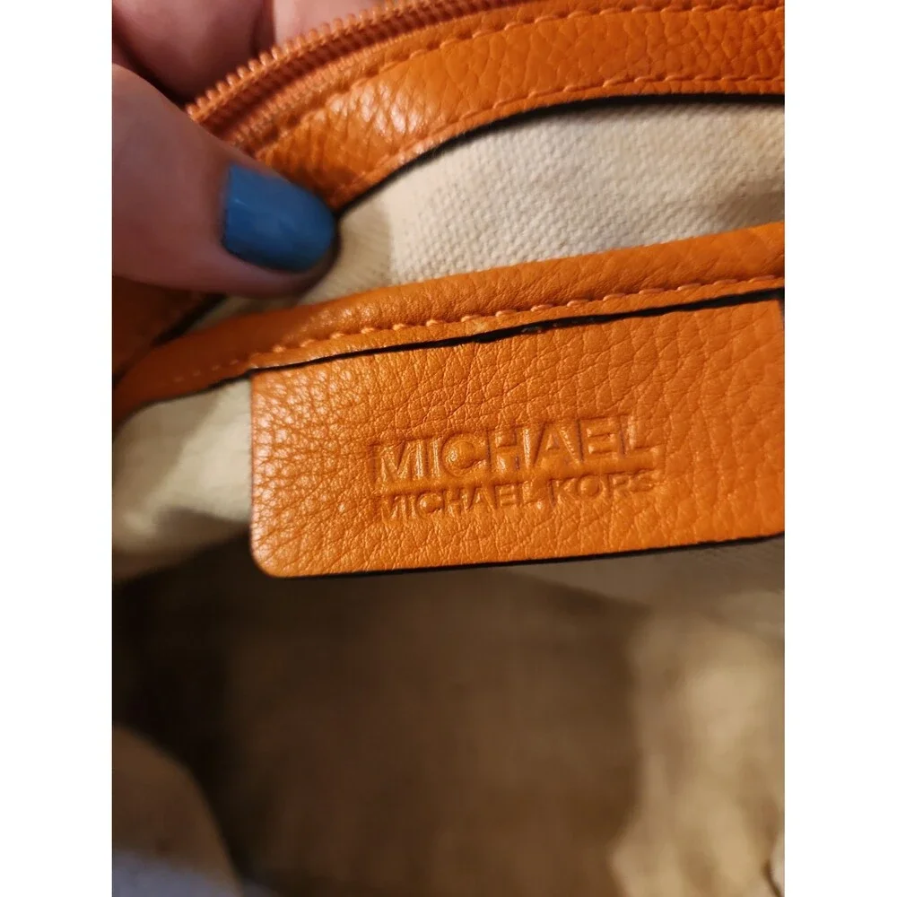 Michael Kors Brown Rattan Woven Tote Bag w/ Orange Straps